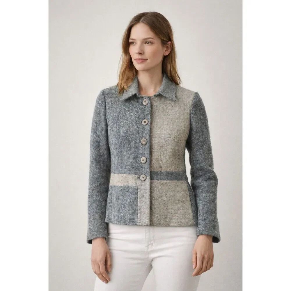 Roberto Quaglia Wool Alpaca Patchwork Jacket Gray Womens